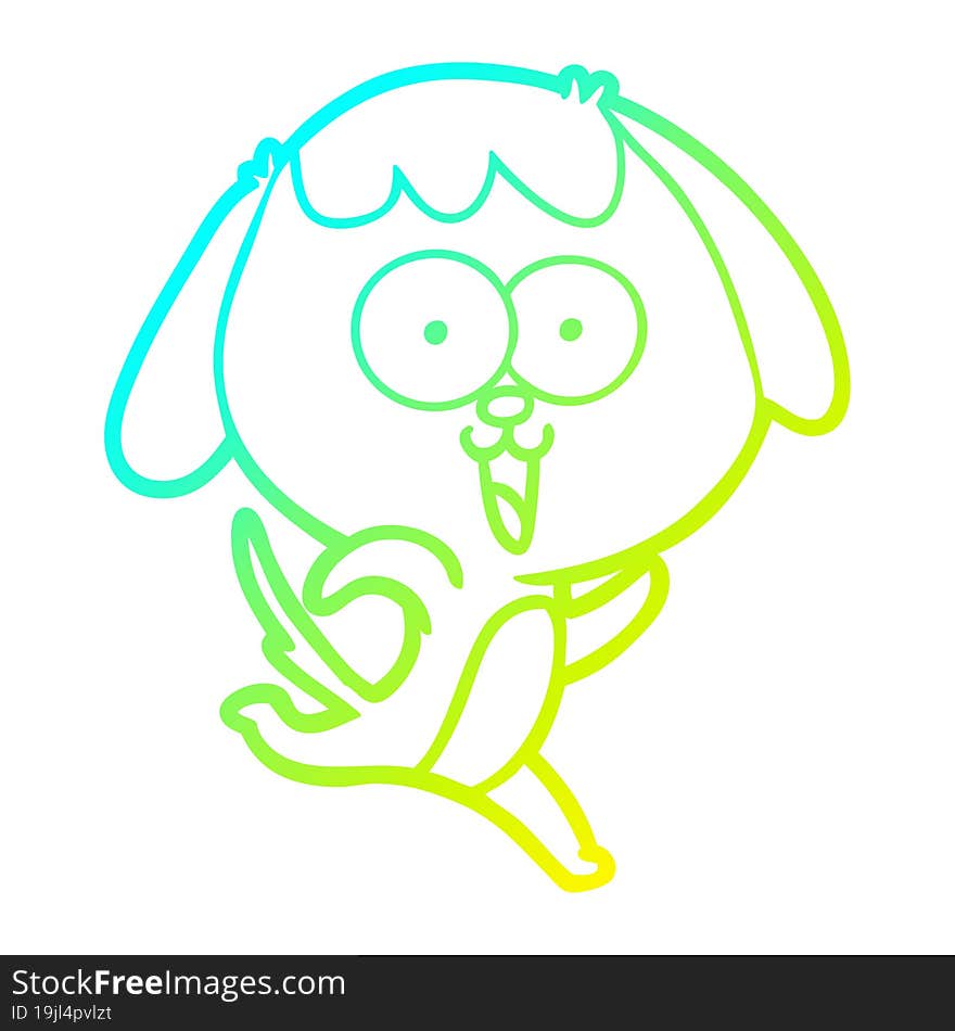 cold gradient line drawing of a cute cartoon dog