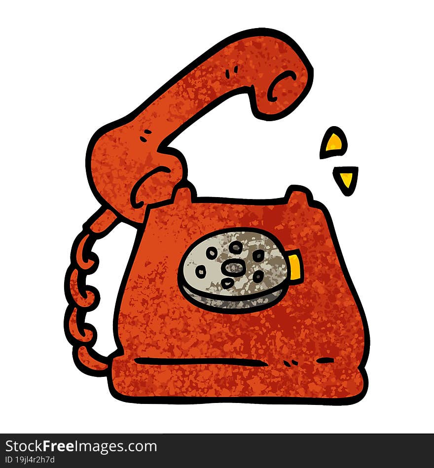 grunge textured illustration cartoon telephone ringing