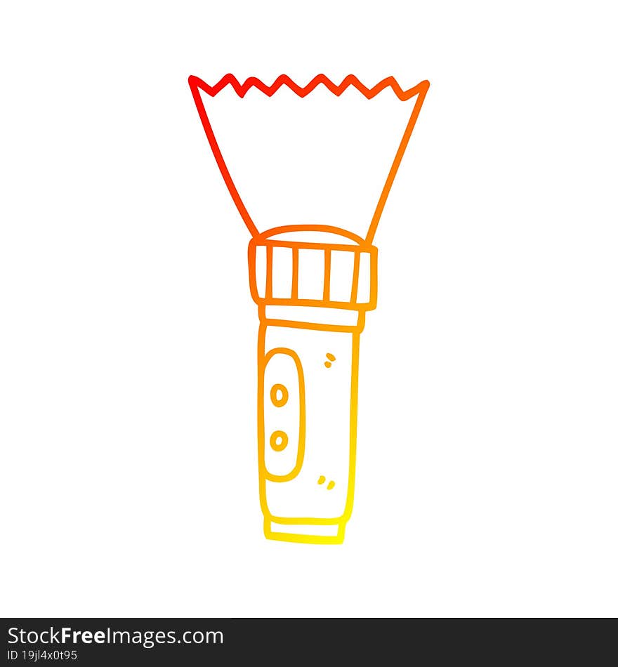 warm gradient line drawing of a cartoon torch