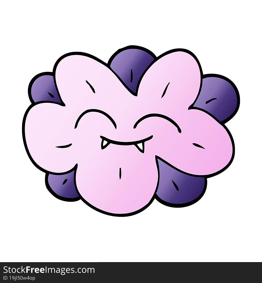 cartoon doodle flower with fangs