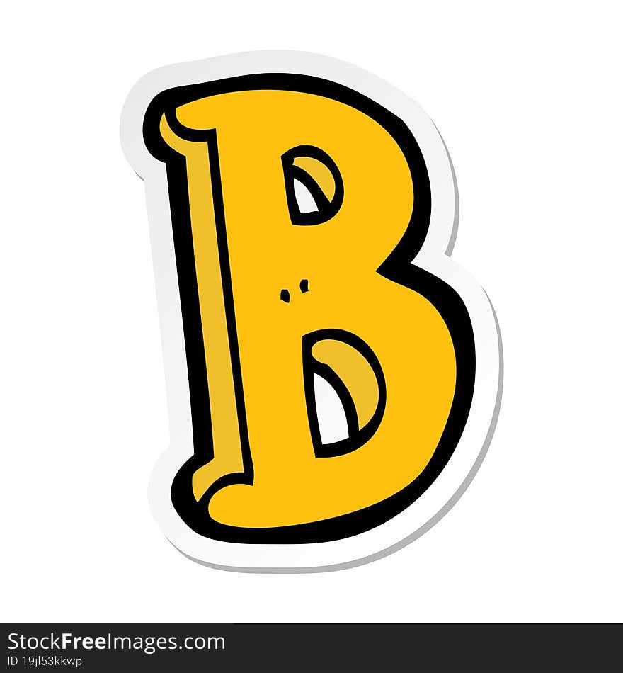 sticker of a cartoon letter B