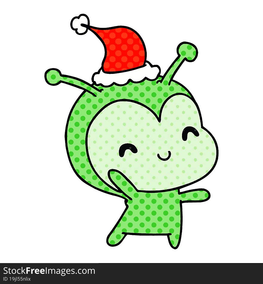 hand drawn christmas cartoon of kawaii alien