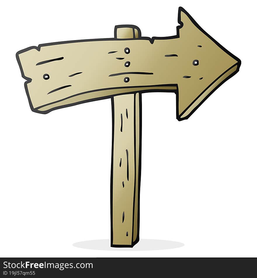 cartoon wooden direction arrow