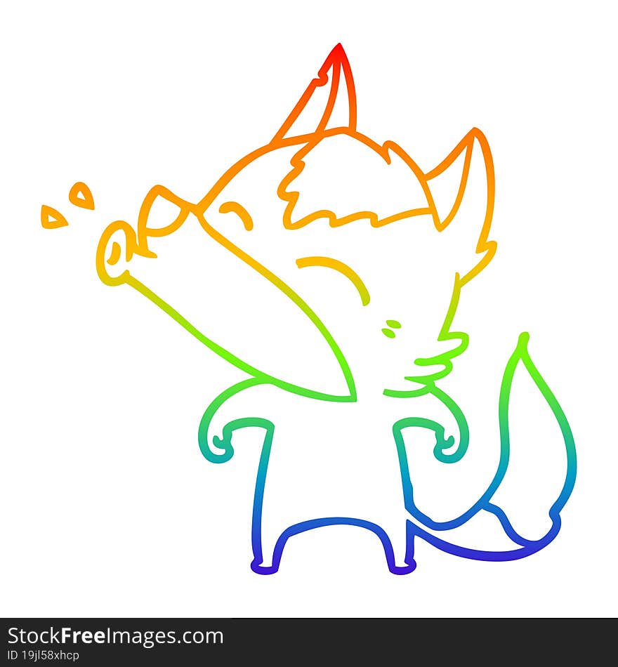 rainbow gradient line drawing howling wolf cartoon