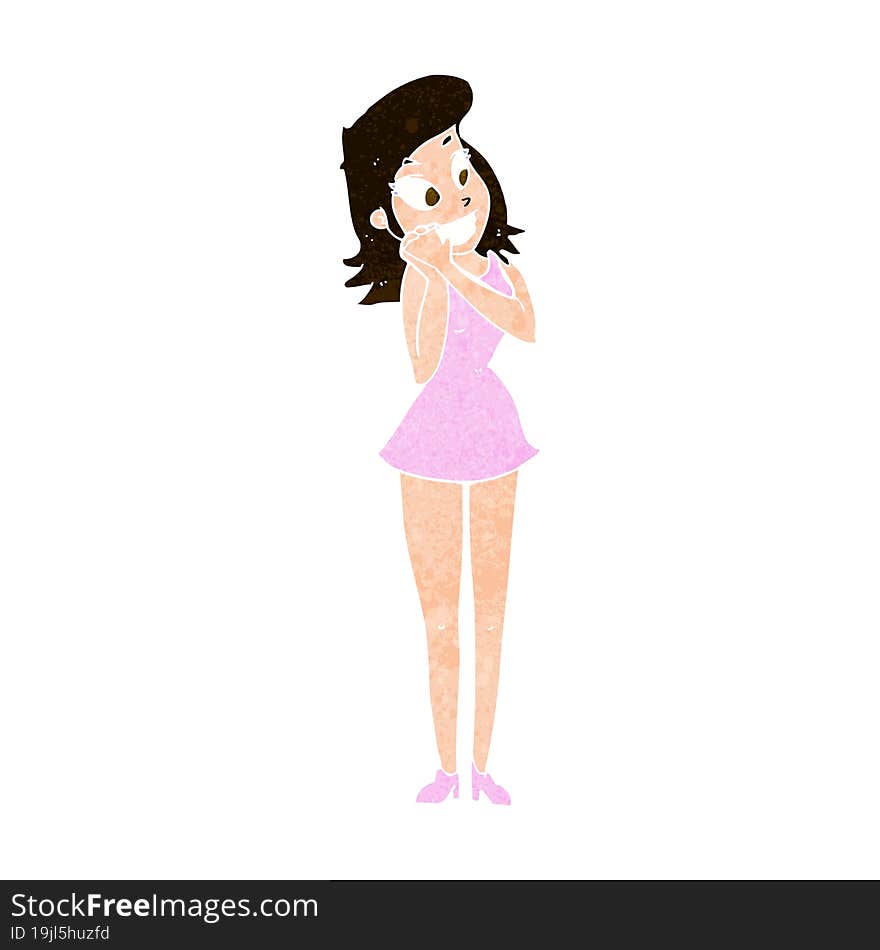 cartoon excited woman