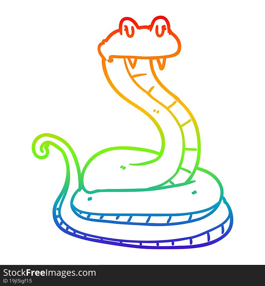 rainbow gradient line drawing cartoon snake