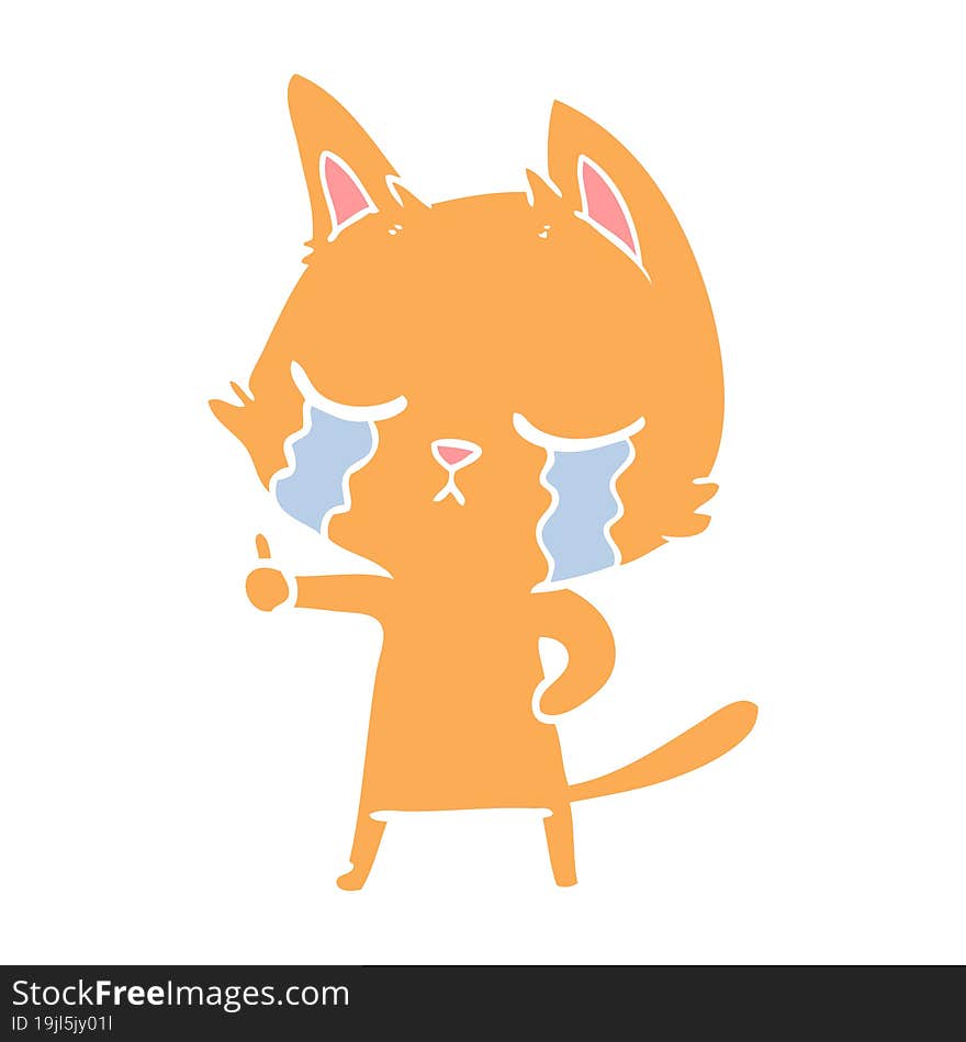 crying flat color style cartoon cat