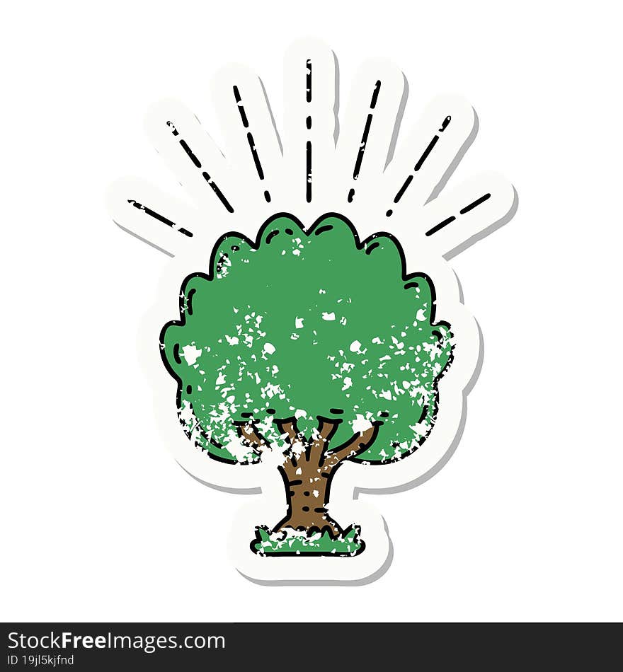 Grunge Sticker Of Tattoo Style Tree