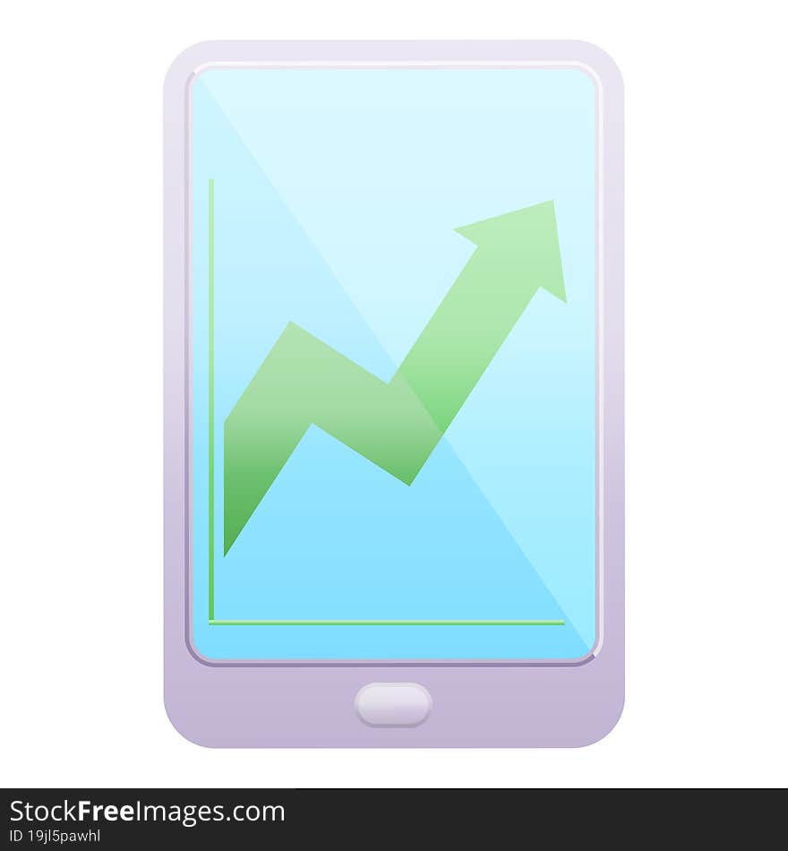 Electronic Tablet Showing Business Performance Graphic Icon