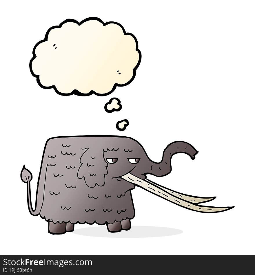 cartoon woolly mammoth with thought bubble