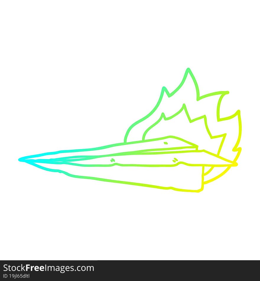 Cold Gradient Line Drawing Cartoon Burning Paper Airplane