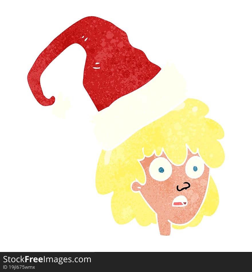 retro cartoon woman with santa hat