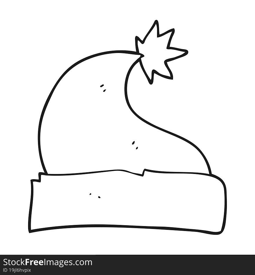 black and white cartoon christmas hat