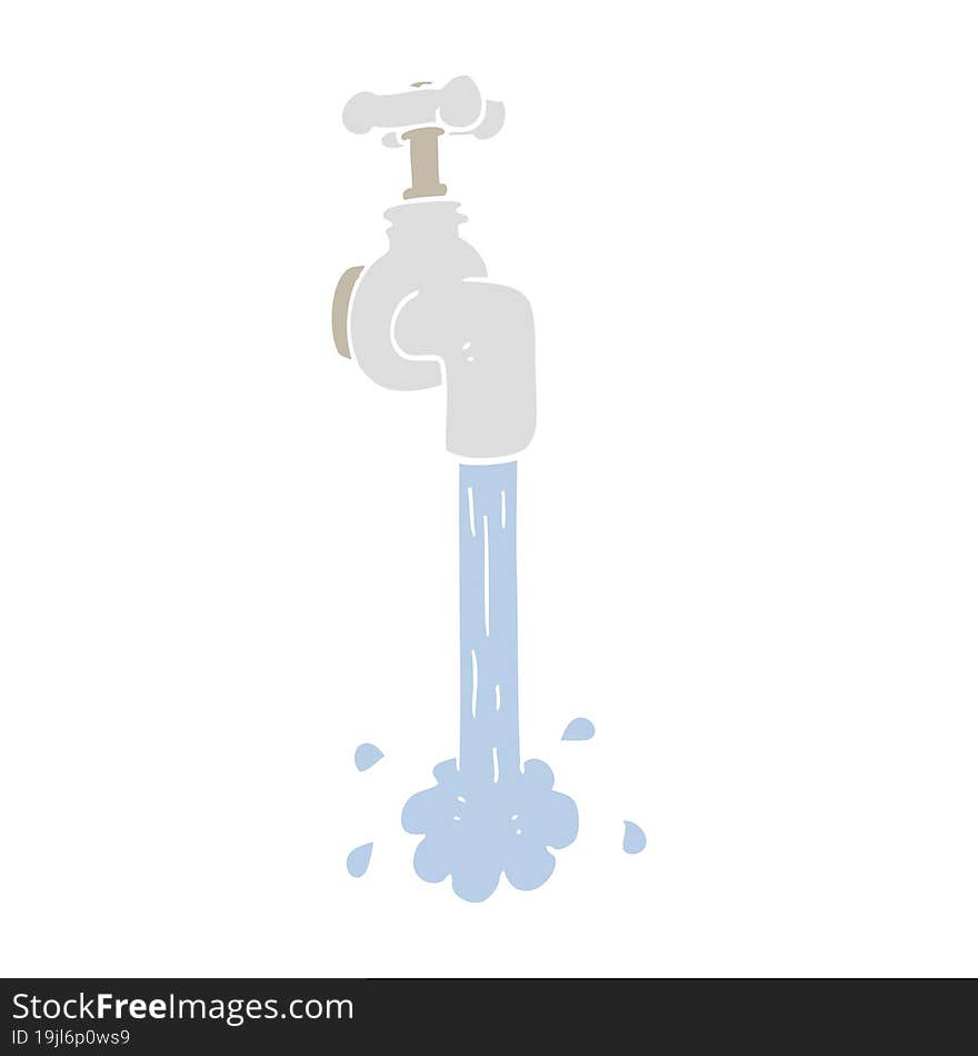 flat color illustration of a cartoon running faucet