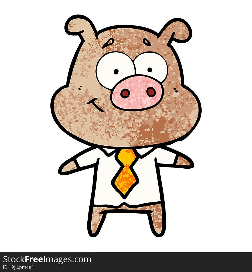 happy cartoon pig boss. happy cartoon pig boss