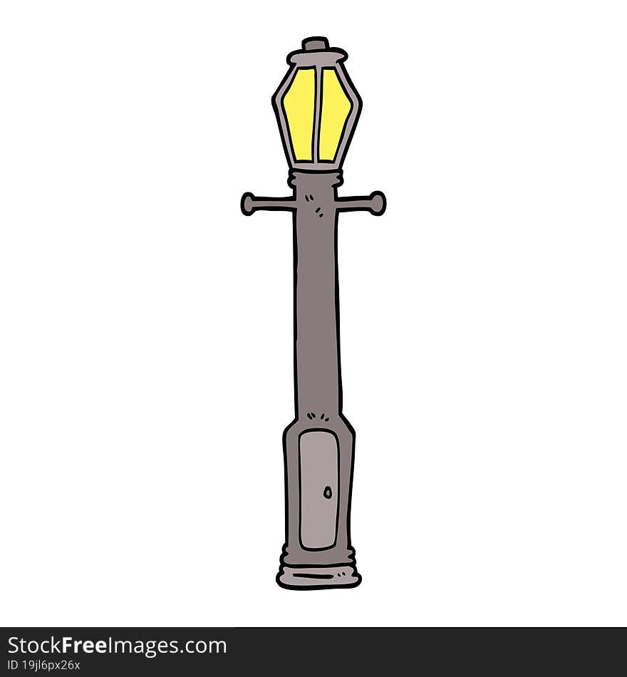 hand drawn doodle style cartoon lamp post