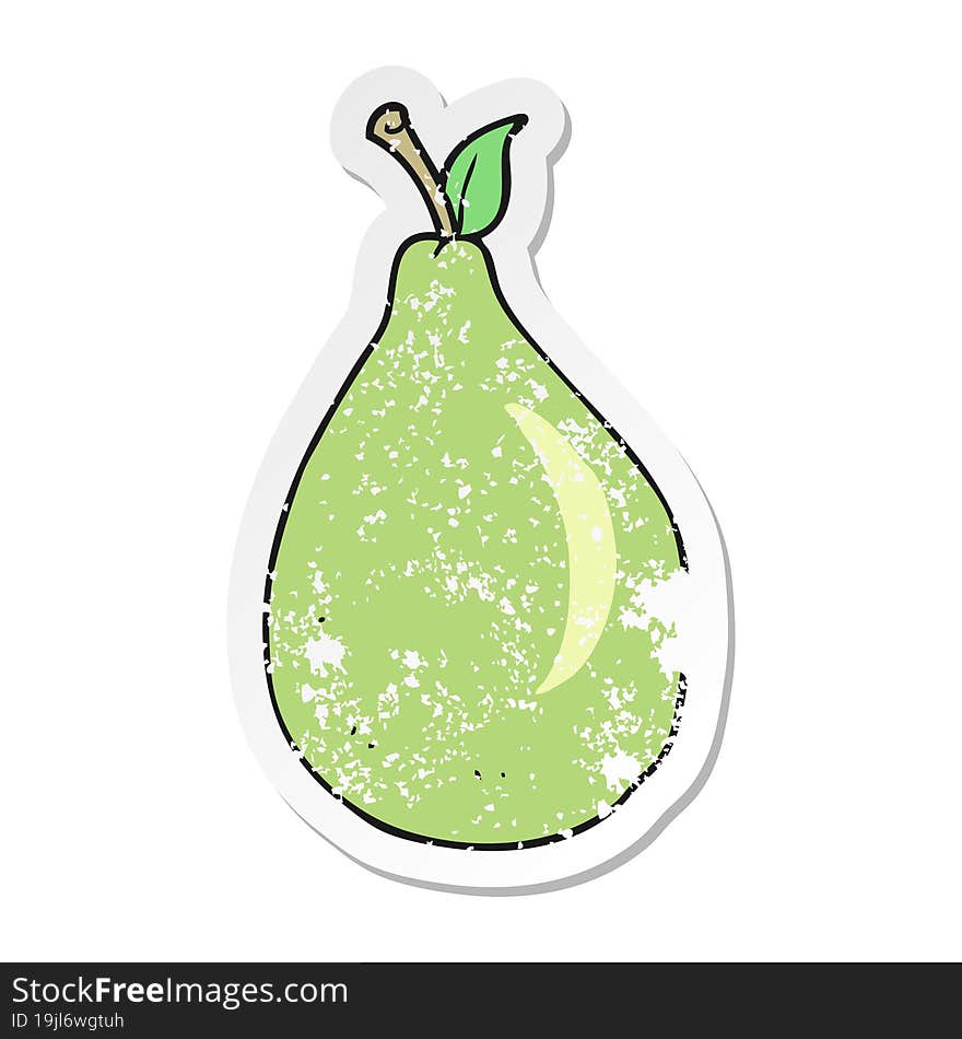 Retro Distressed Sticker Of A Cartoon Pear