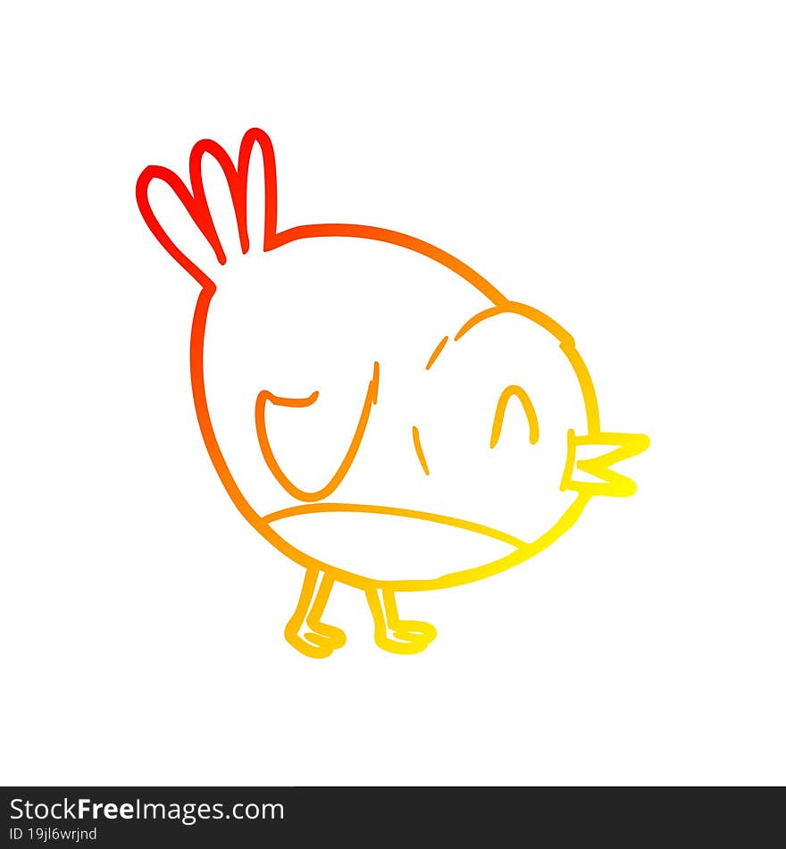 warm gradient line drawing cartoon robin bird