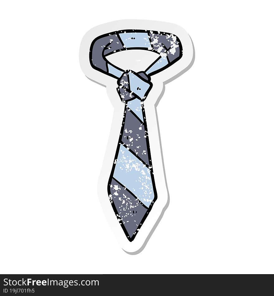 distressed sticker of a cartoon striped tie