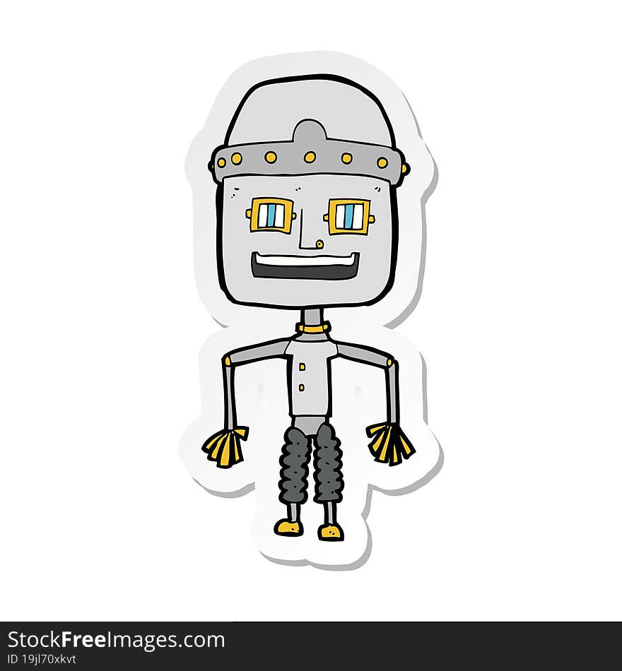 sticker of a funny cartoon robot