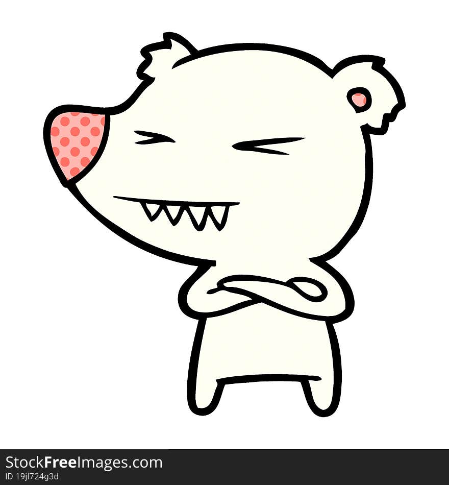 angry polar bear cartoon with folded arms. angry polar bear cartoon with folded arms