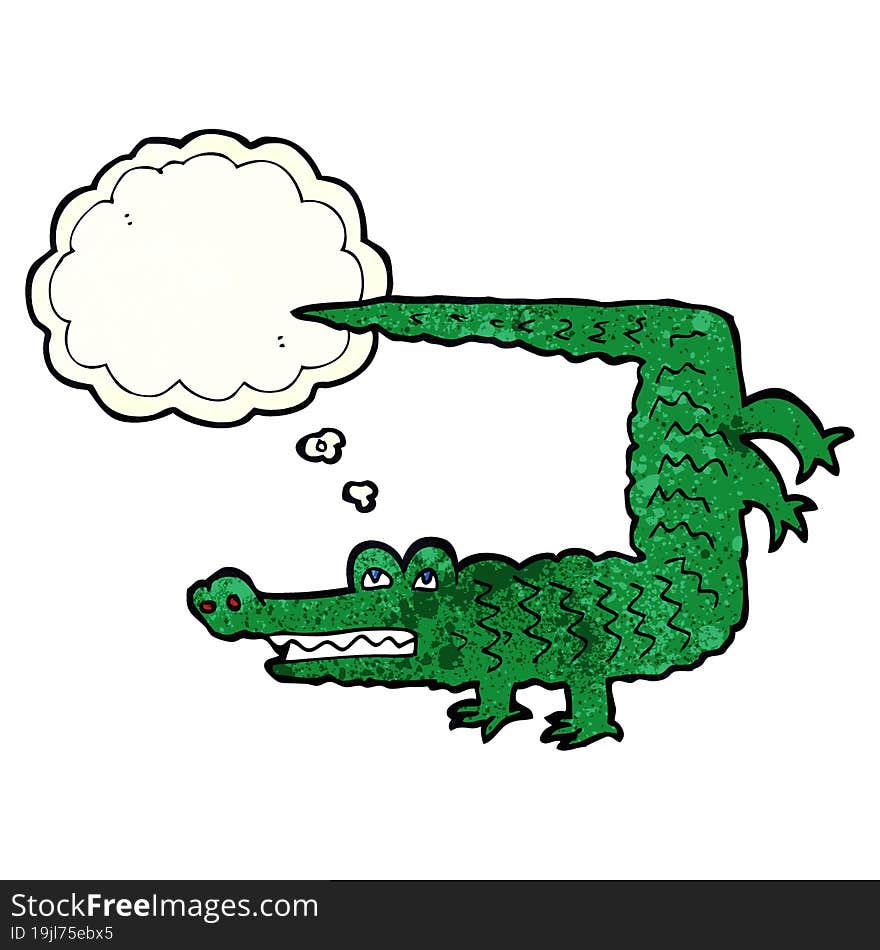 cartoon crocodile with thought bubble