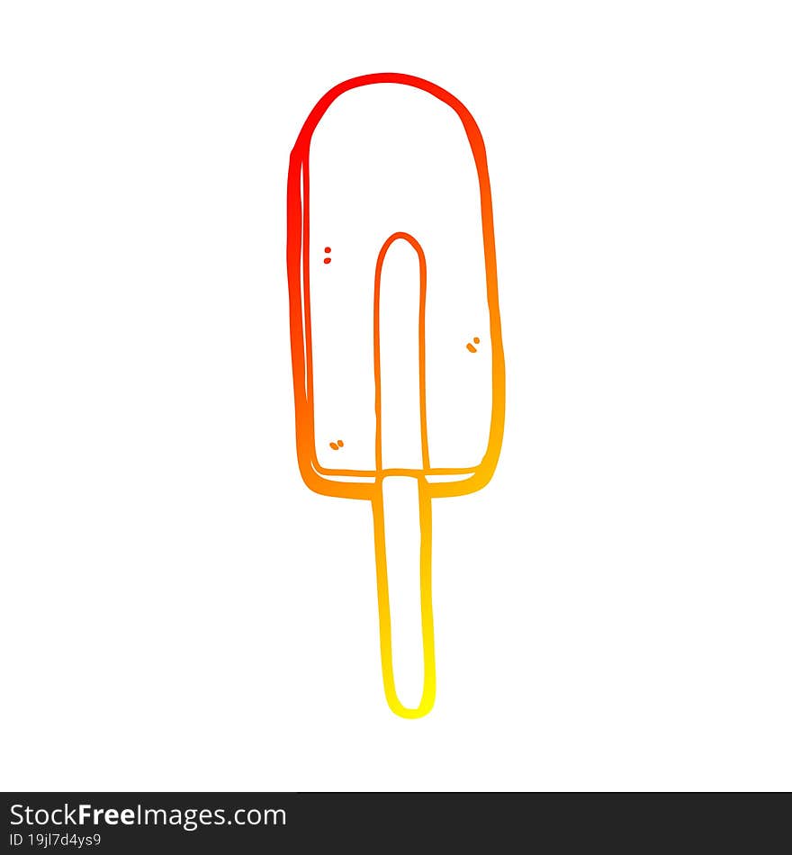 Warm Gradient Line Drawing Cartoon Ice Lolly