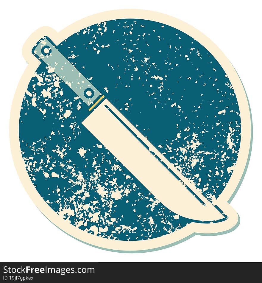 distressed sticker tattoo style icon of knife