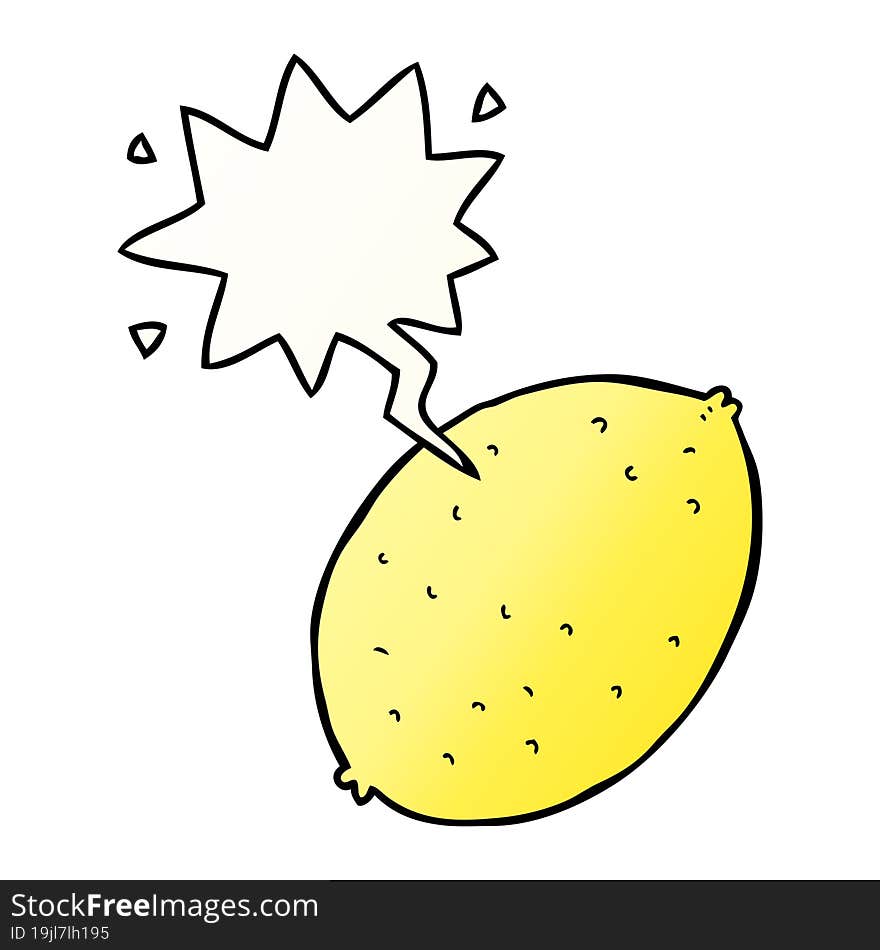 cartoon lemon and speech bubble in smooth gradient style