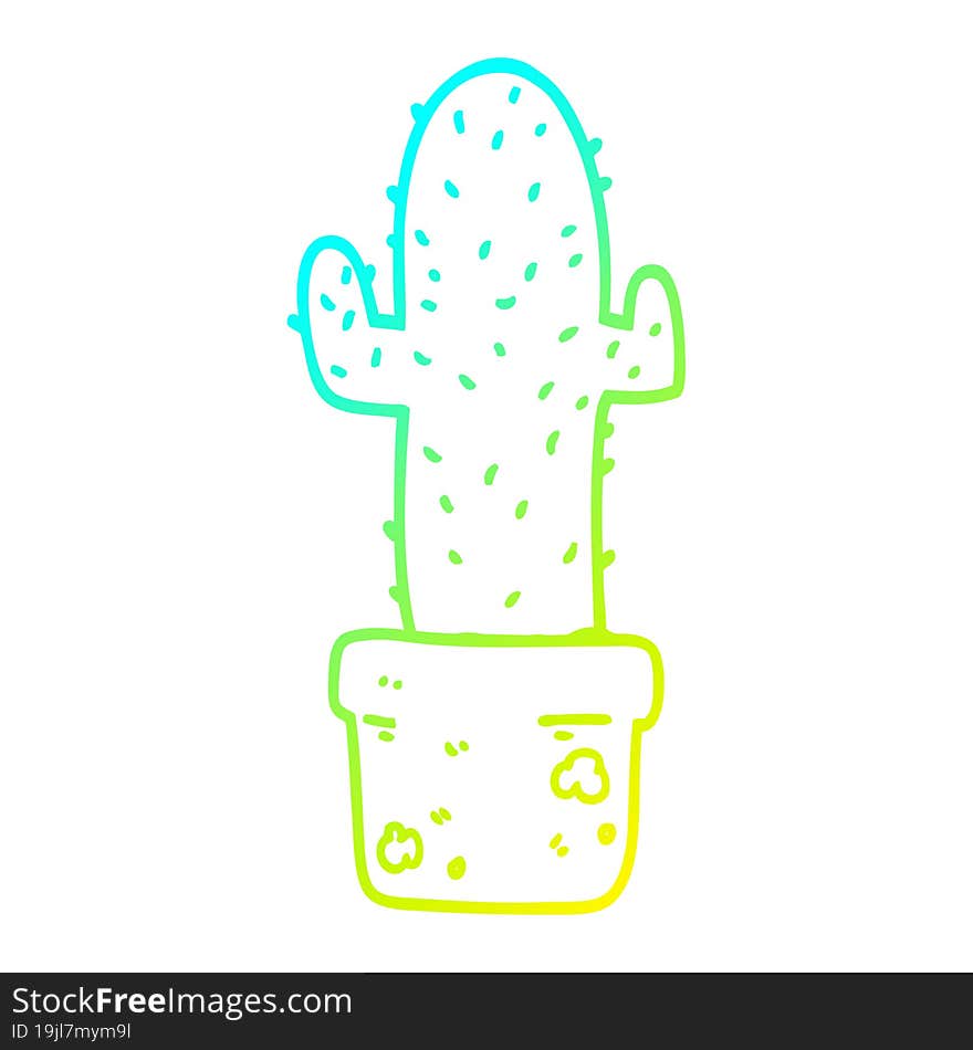 cold gradient line drawing cartoon cactus