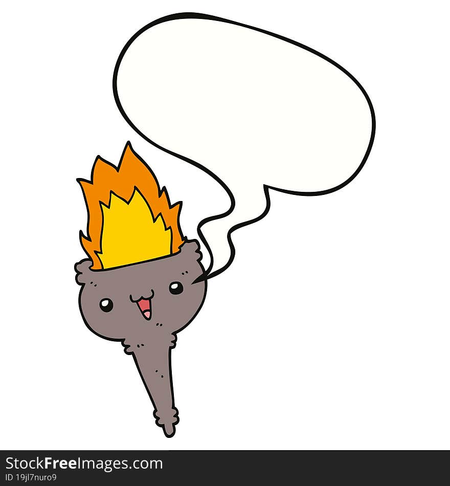 cartoon flaming chalice and speech bubble