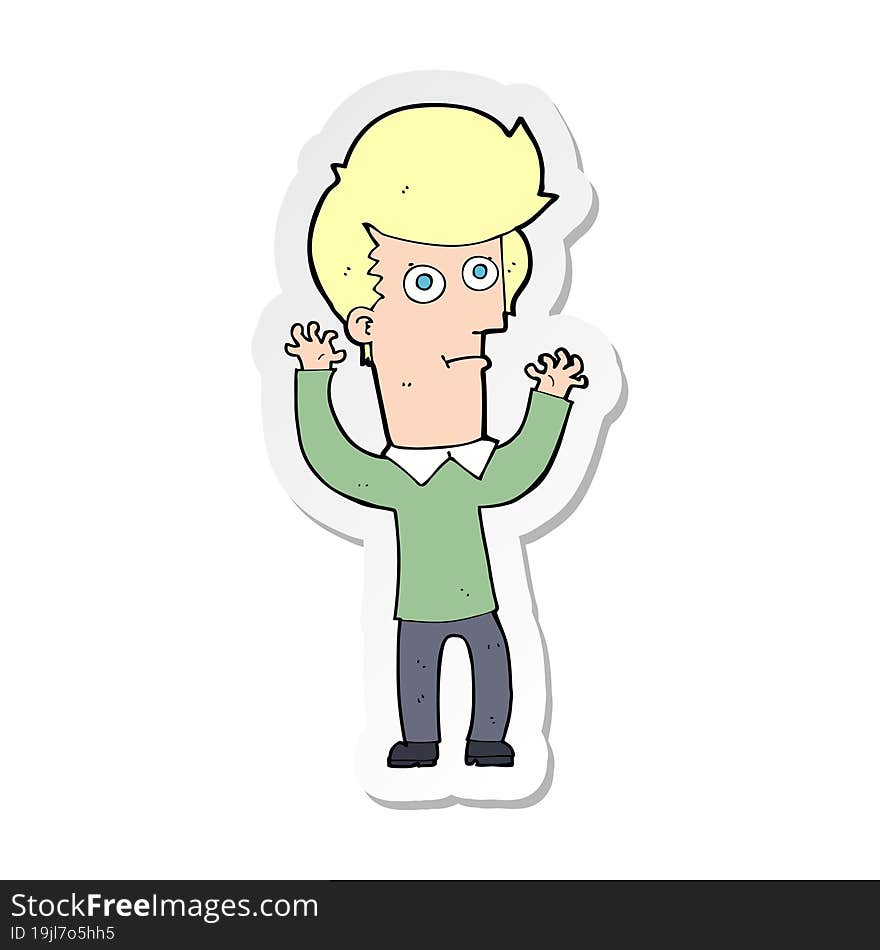 sticker of a cartoon shocked man