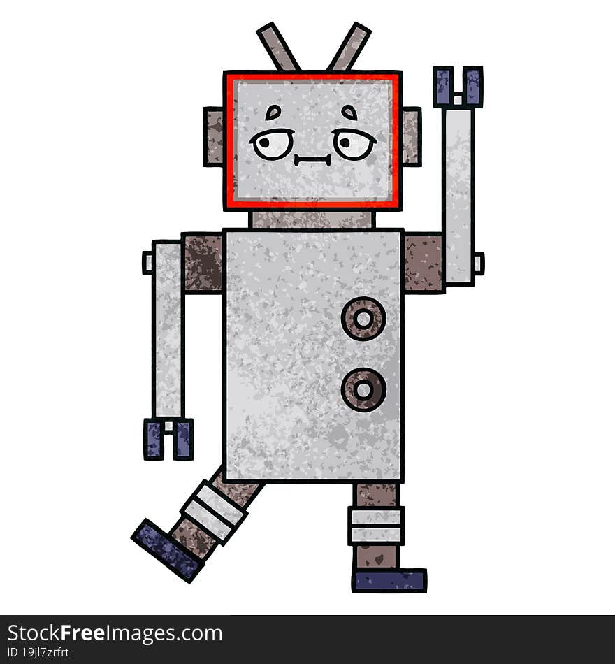 Retro Grunge Texture Cartoon Robot