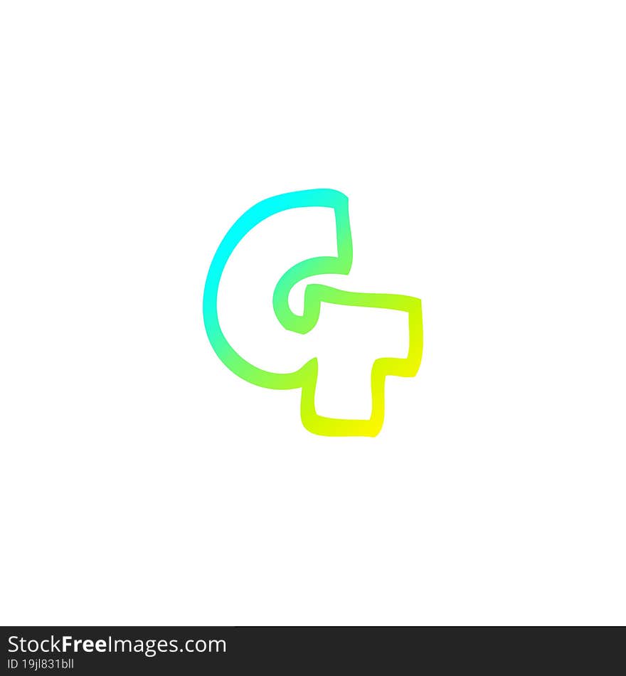 cold gradient line drawing of a cartoon letter g