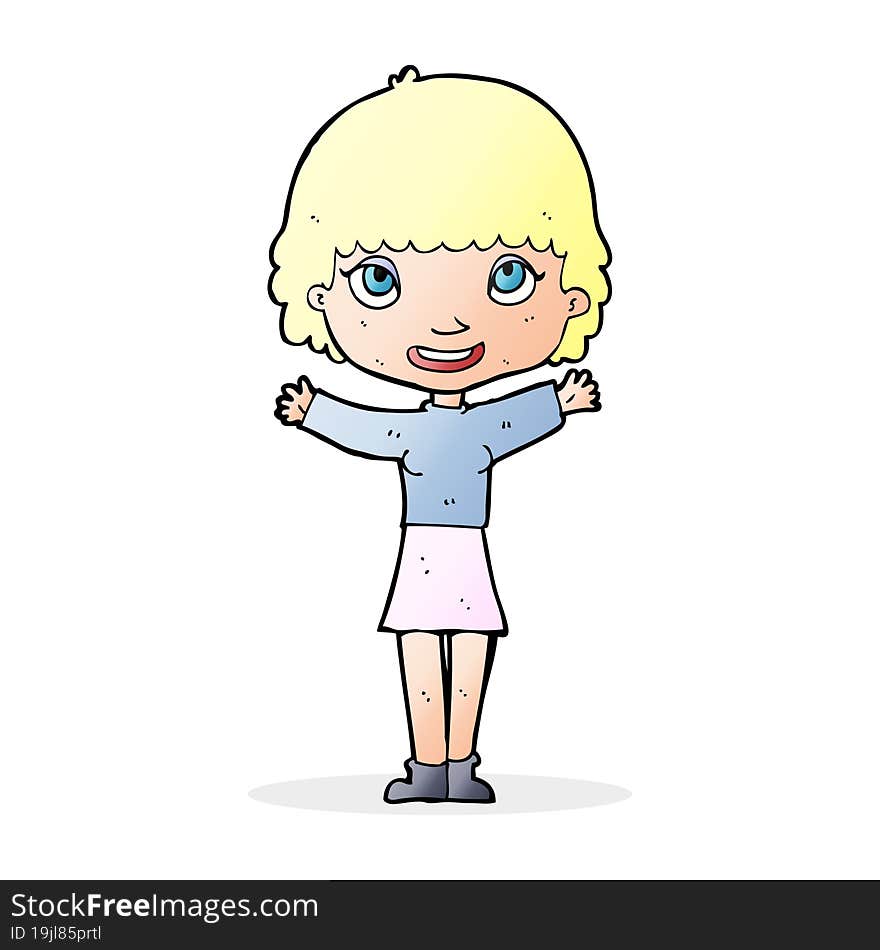 cartoon woman waving