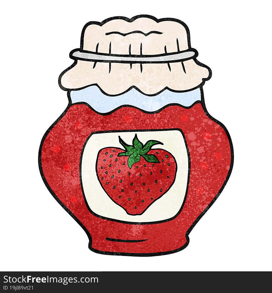 textured cartoon jar of strawberry jam