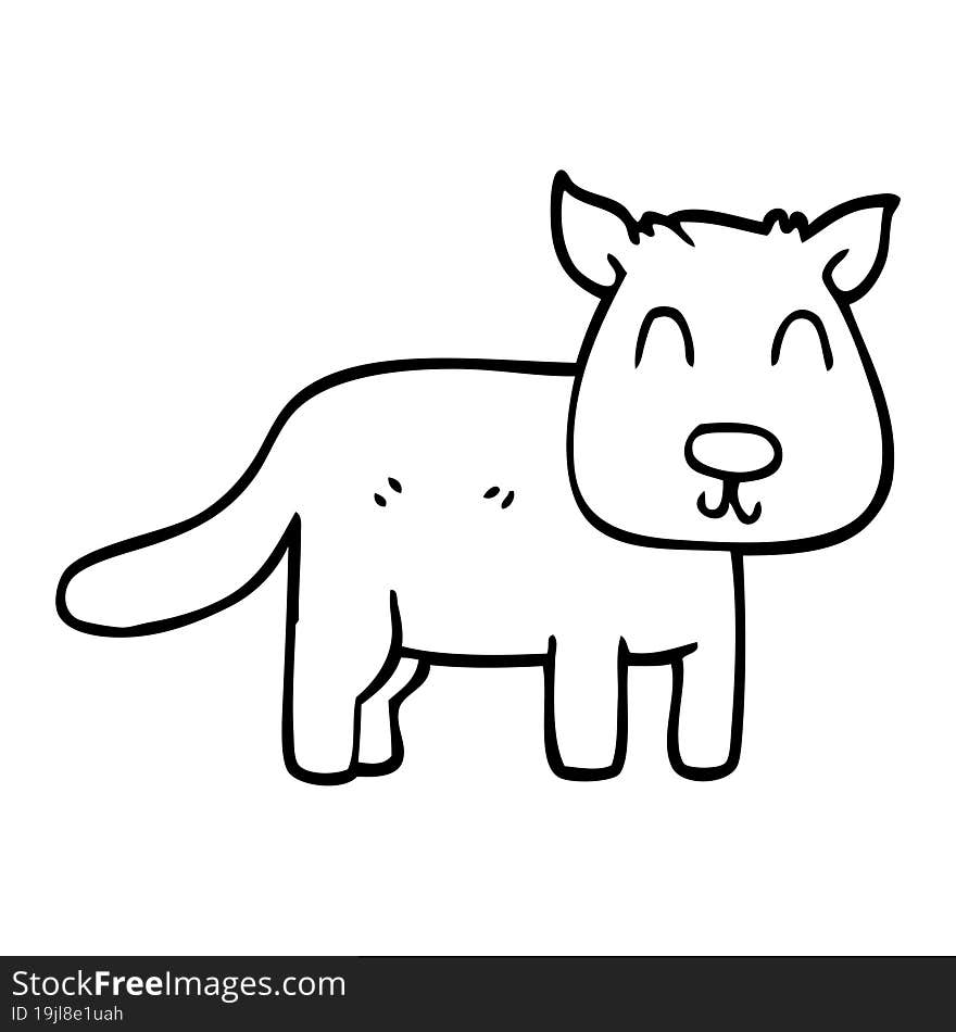 Line Drawing Cartoon Calm Dog