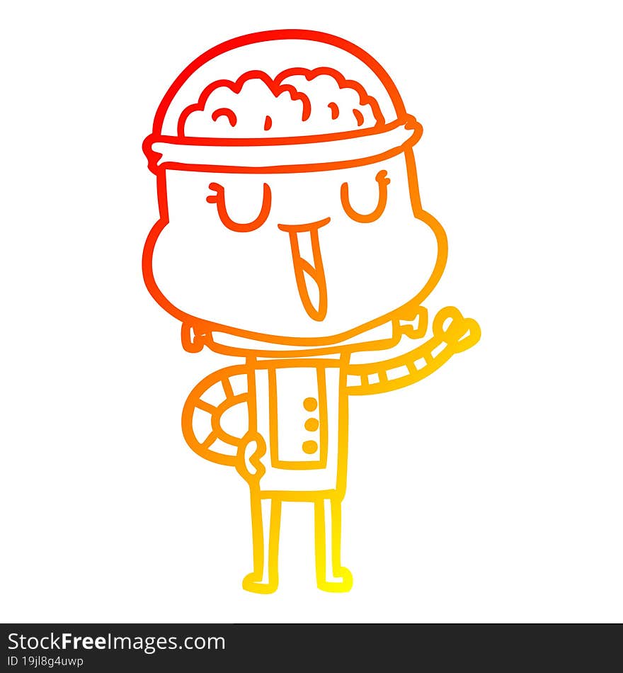 Warm Gradient Line Drawing Happy Cartoon Robot