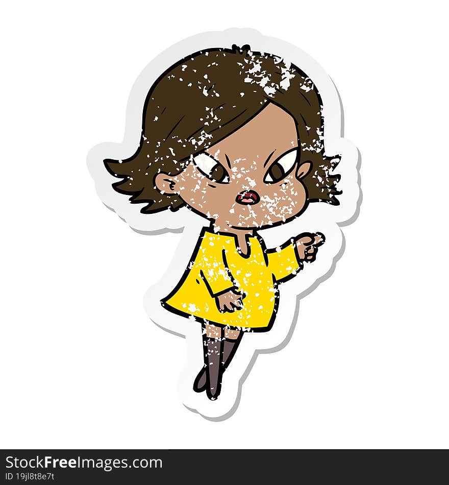 distressed sticker of a cartoon stressed woman