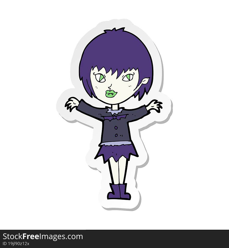 sticker of a cartoon vampire girl