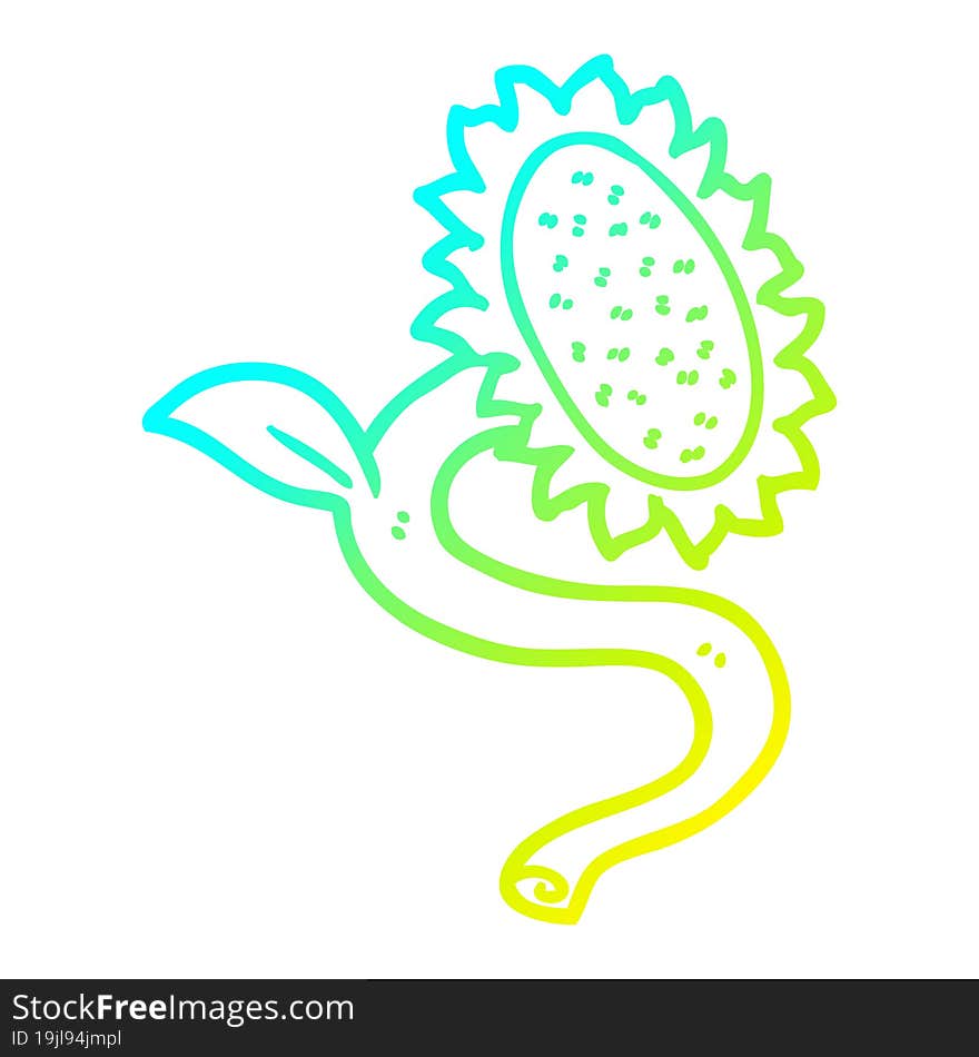 cold gradient line drawing cartoon sunflower