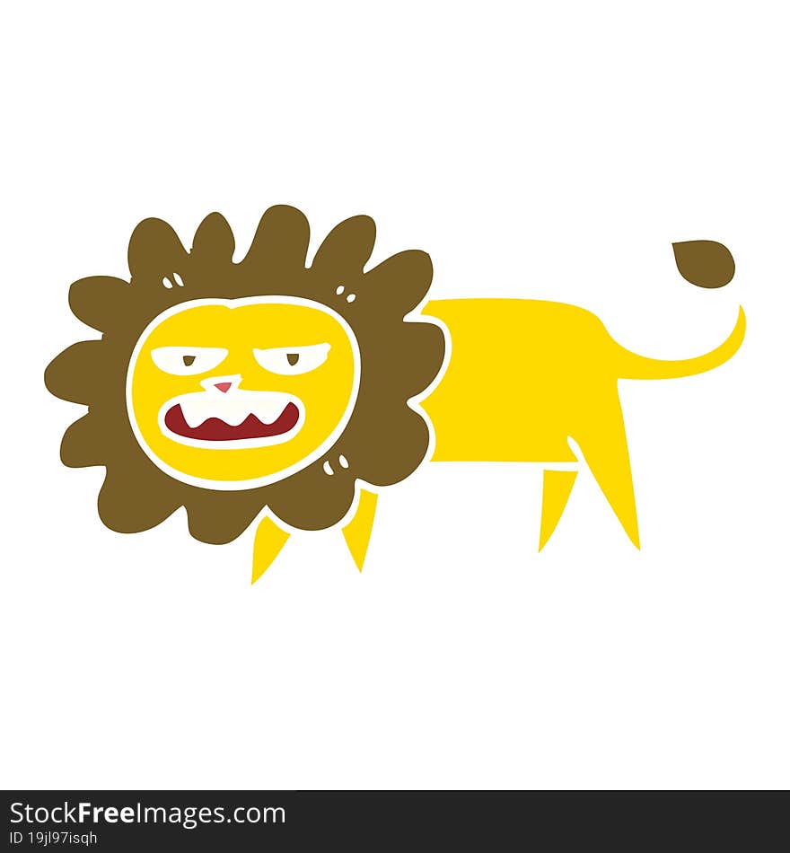 flat color illustration cartoon angry lion