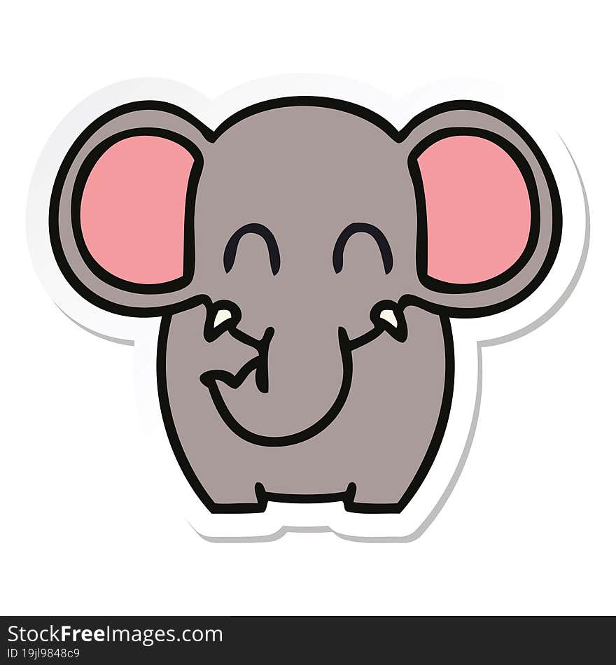 sticker of a quirky hand drawn cartoon elephant