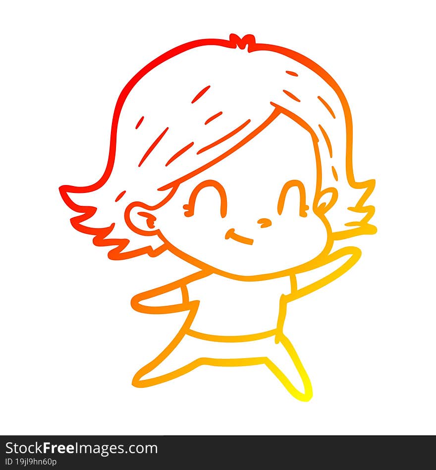 warm gradient line drawing cartoon friendly girl