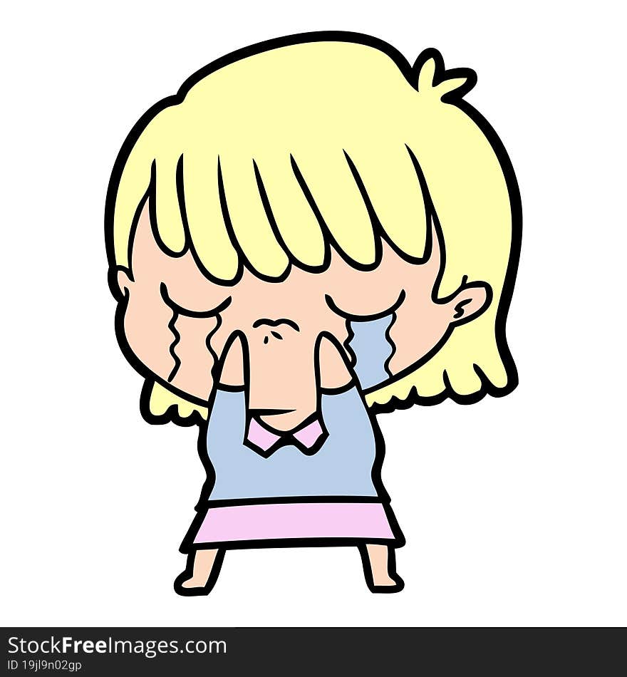 cartoon woman crying. cartoon woman crying