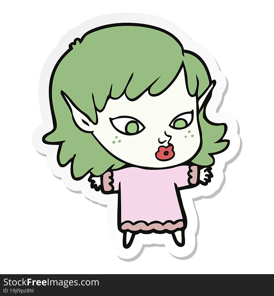 sticker of a pretty cartoon elf girl