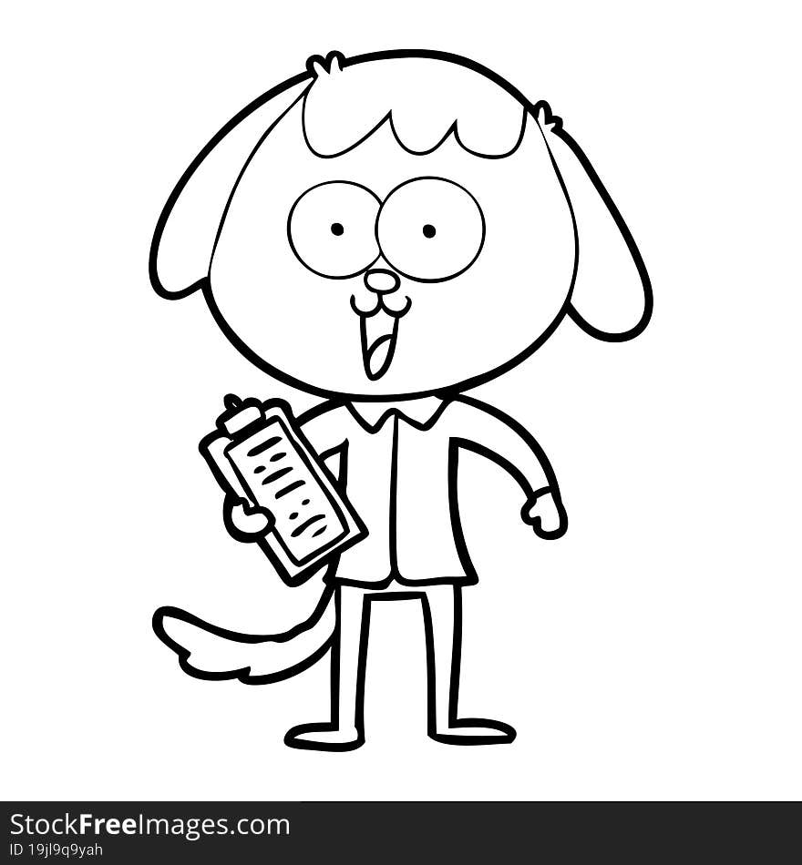 cute cartoon dog wearing office shirt. cute cartoon dog wearing office shirt