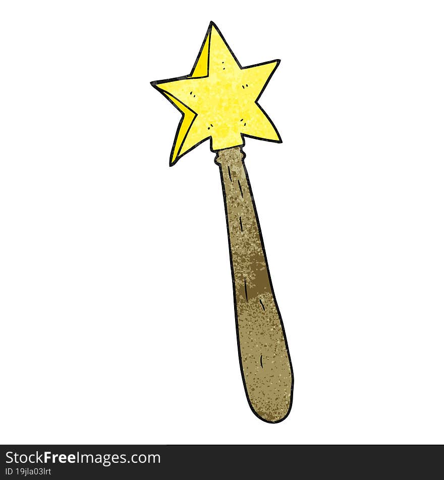 freehand textured cartoon magic wand