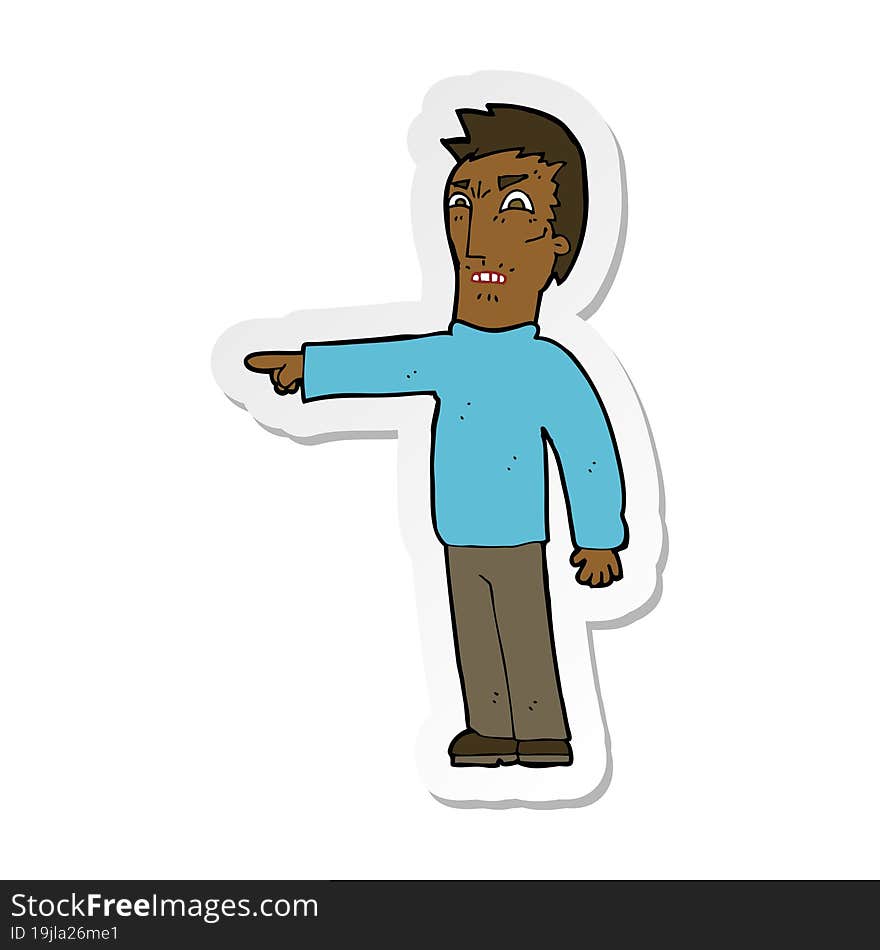 Sticker Of A Cartoon Angry Man Pointing