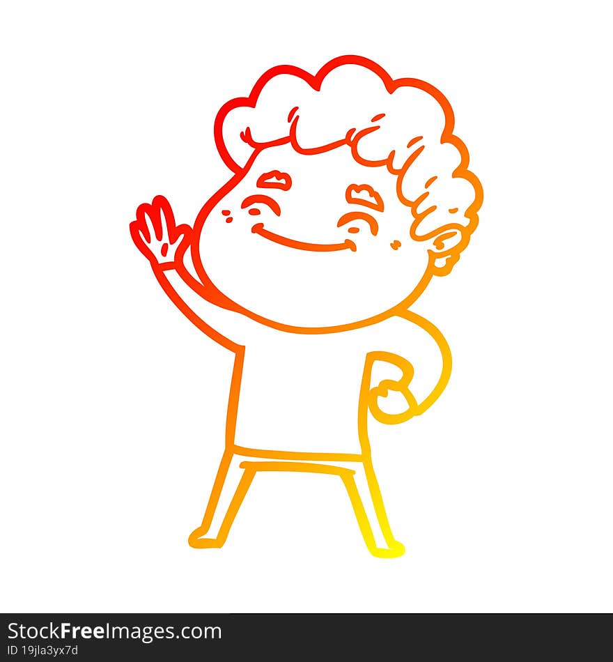 warm gradient line drawing cartoon friendly man